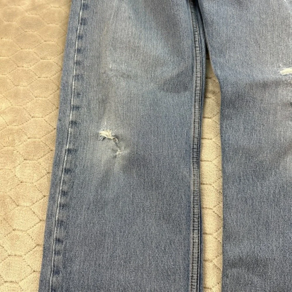 Levis 505 Jeans Men 34x29 Blue Denim Thrashed Destroyed Grunge 90s Made in Mexic